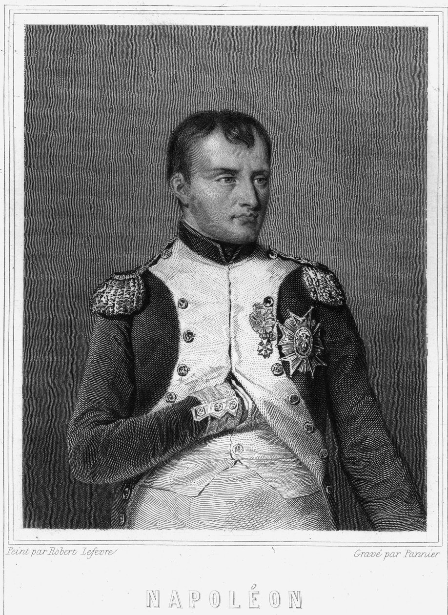 Porträtt av Napoleon I (1769 - 1821), fransmännens kejsare - i "Histoire des Français"" av Lavallée, gravyr, sd. av Unknown artist