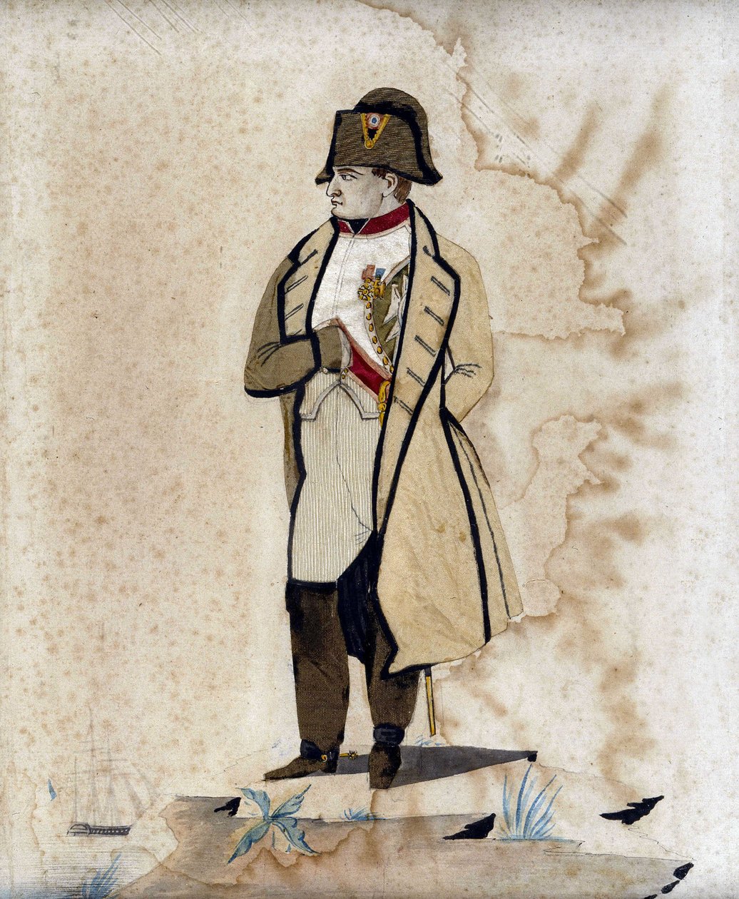 Porträtt av Napoleon I (handen på magen) - Gravyr med tyg av Unknown artist