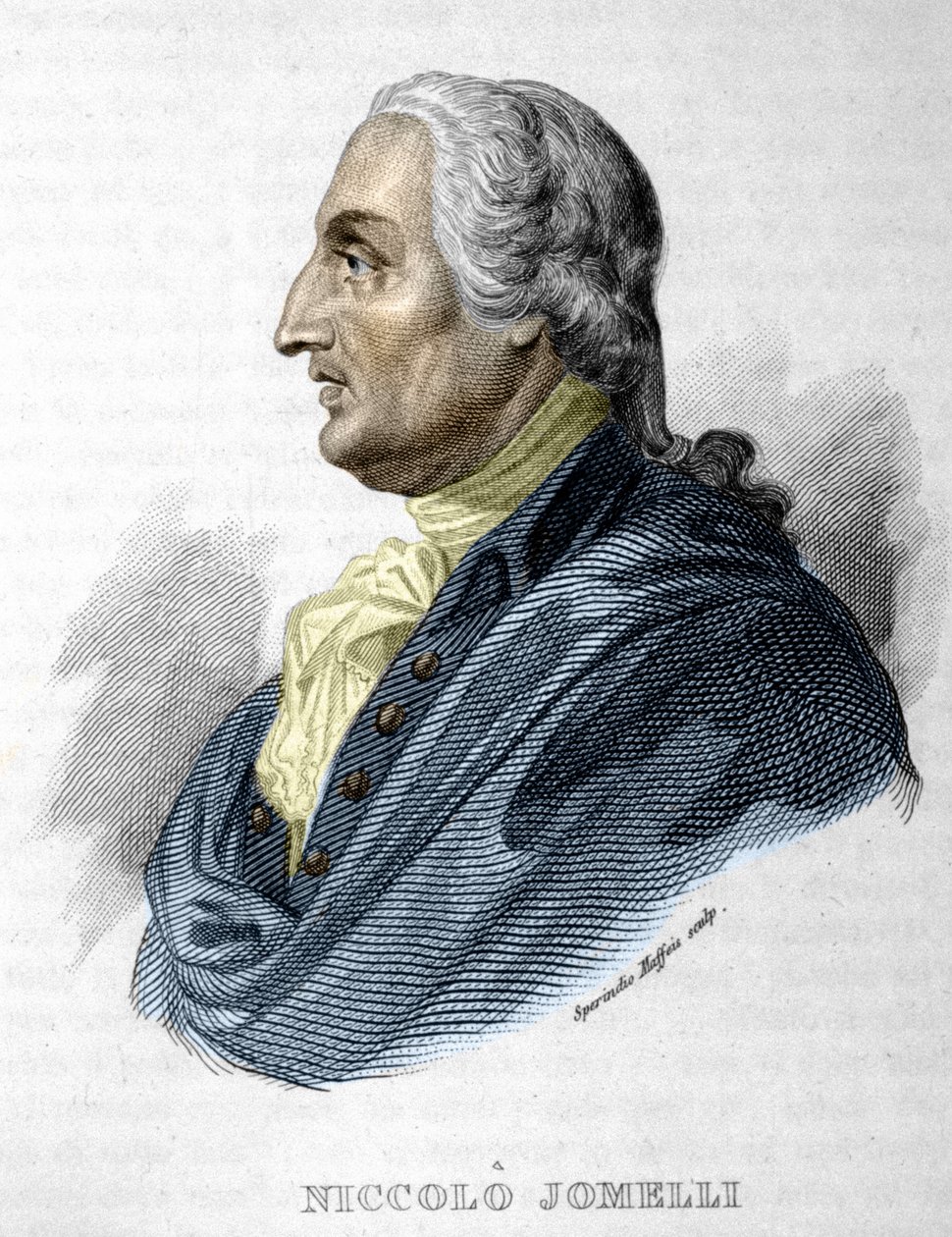 Porträtt av Niccolo JOMDELLI italiensk kompositör 10 september 1714 (Aversa) - 25 augusti 1774 (Neapel) gravyr 1800-talet av Unknown artist