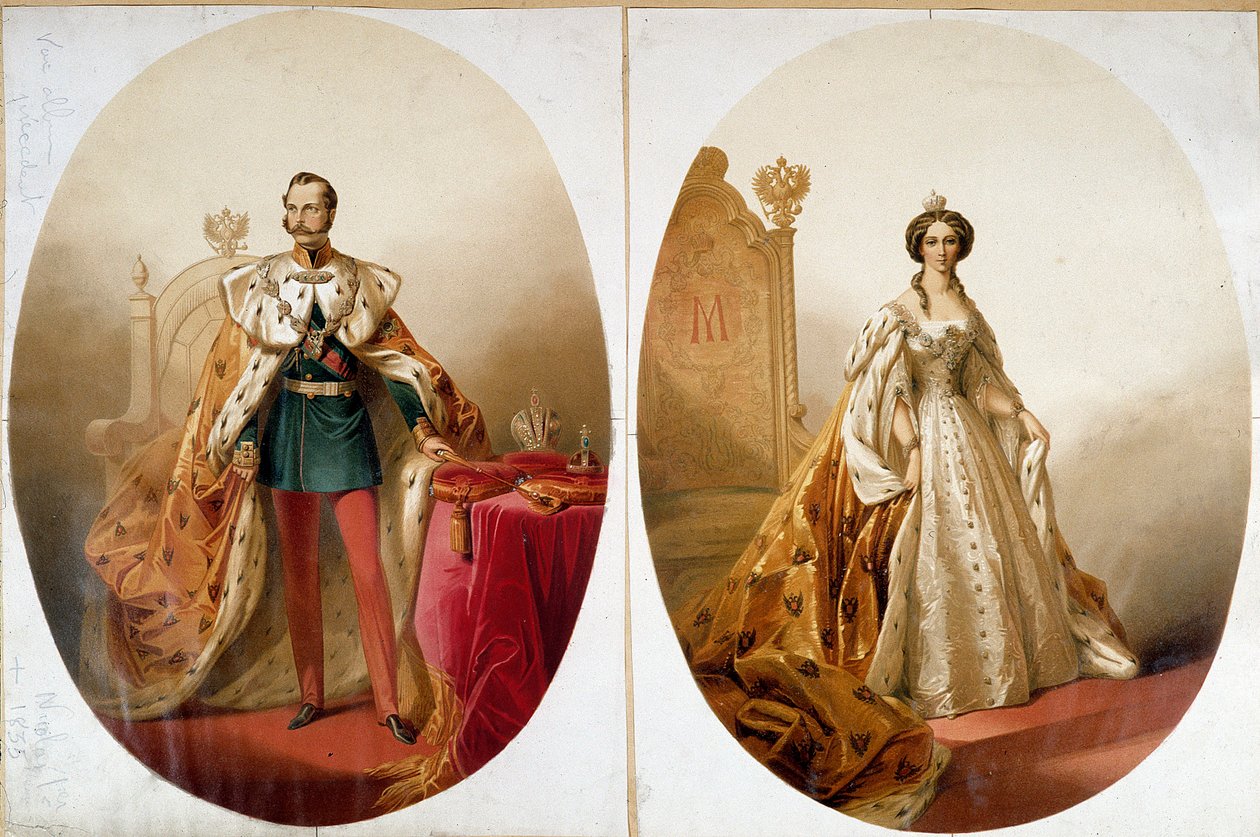Porträtt av Nikolaus I (1796-1855), Rysslands kejsare och hans fru Alexandra Feodorovna av Unknown artist