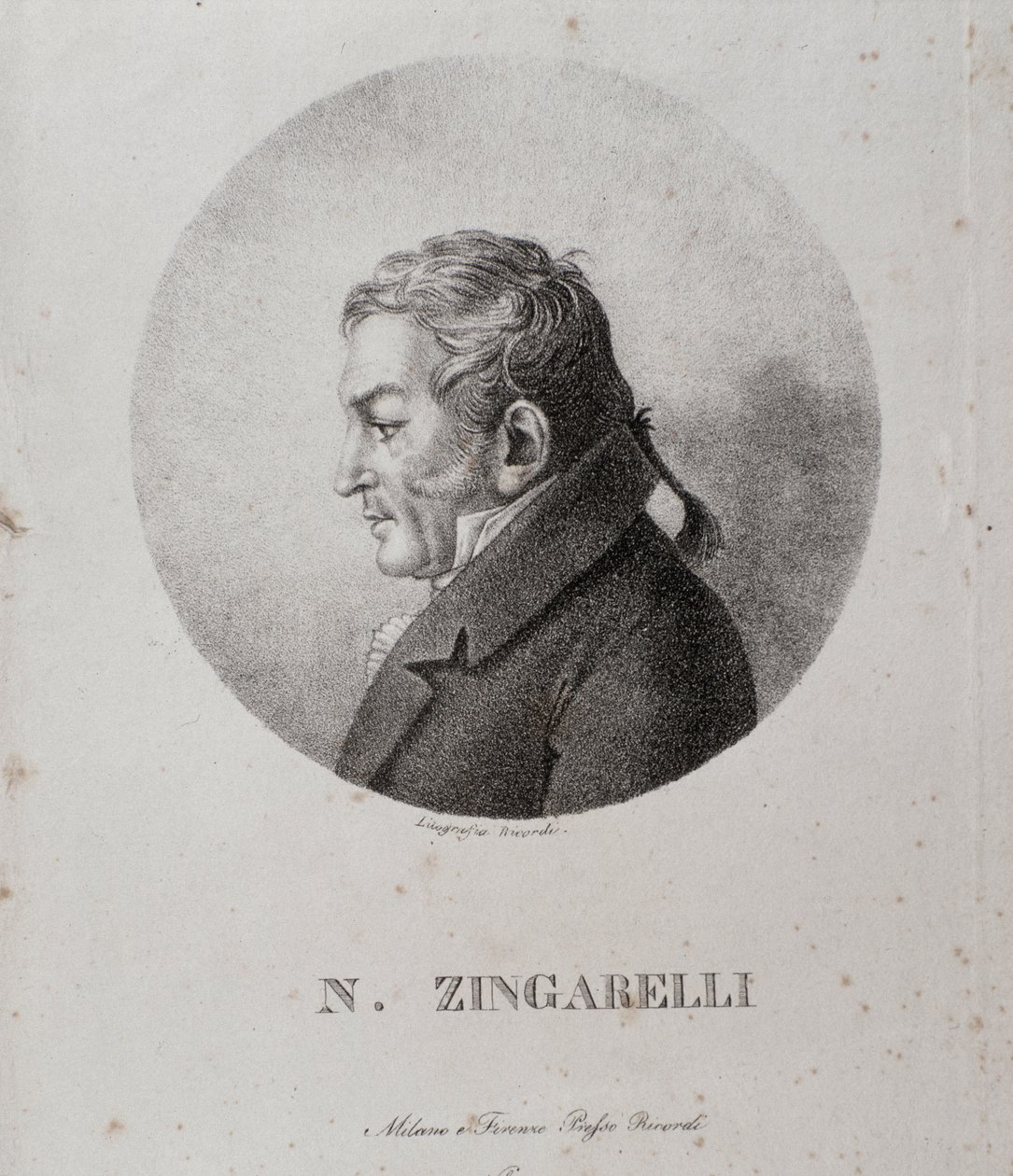 Porträtt av Nicola Antonio Zingarelli (gravyr av Unknown artist