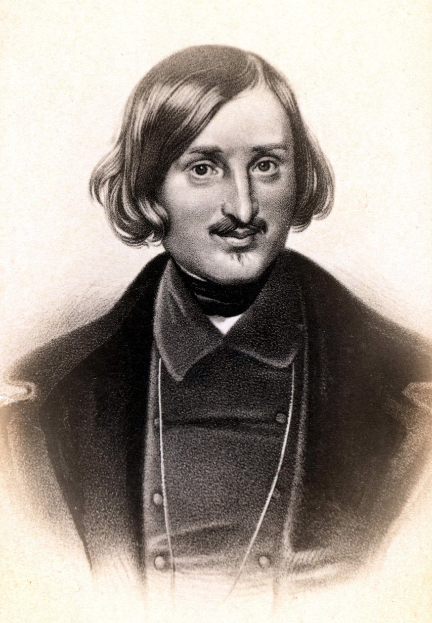 Porträtt av Nicolai Vasilyevich, sagt på franska Nicolas Gogol (1809 - 1852), rysk författare. Gravyr sd. 1800-talet. av Unknown artist