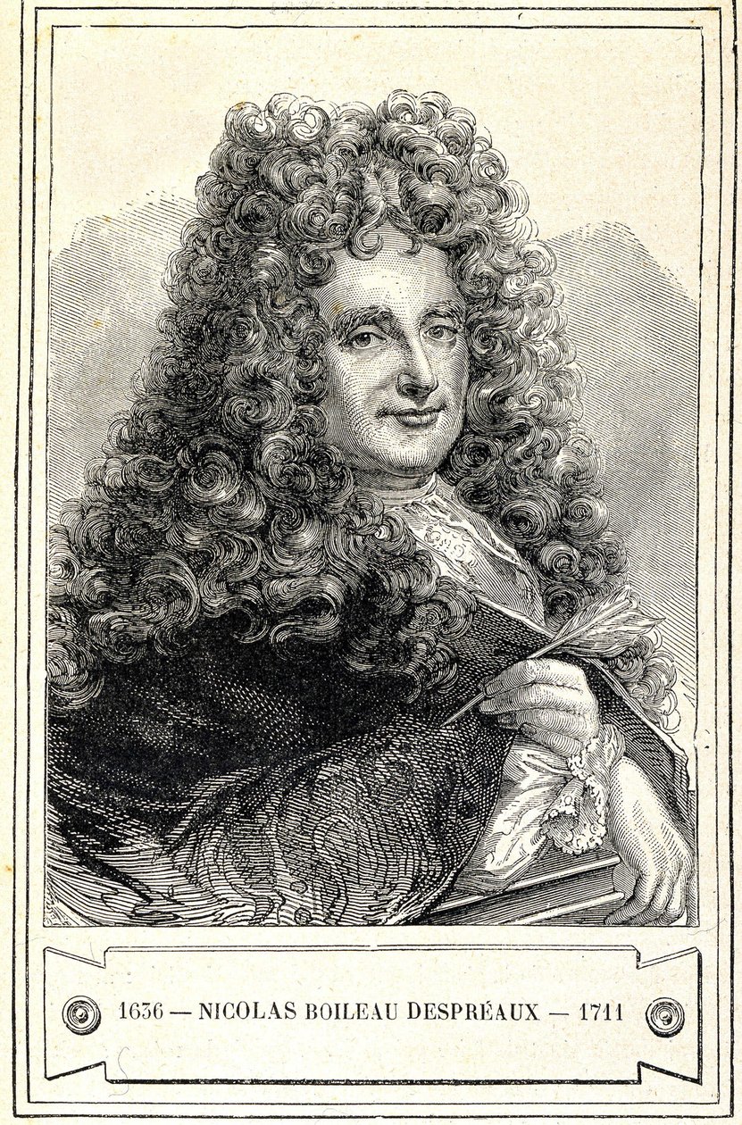 Porträtt av Nicolas Boileau Despreaux (Boileau-Despreaux) (1636 - 1711), gravyr från 1800-talet av Unknown artist