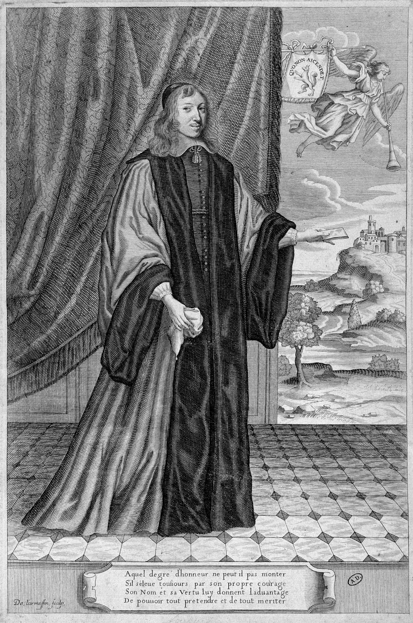 Porträtt av Nicolas Fouquet. sd. Gravyr av 1800-talet av Unknown artist