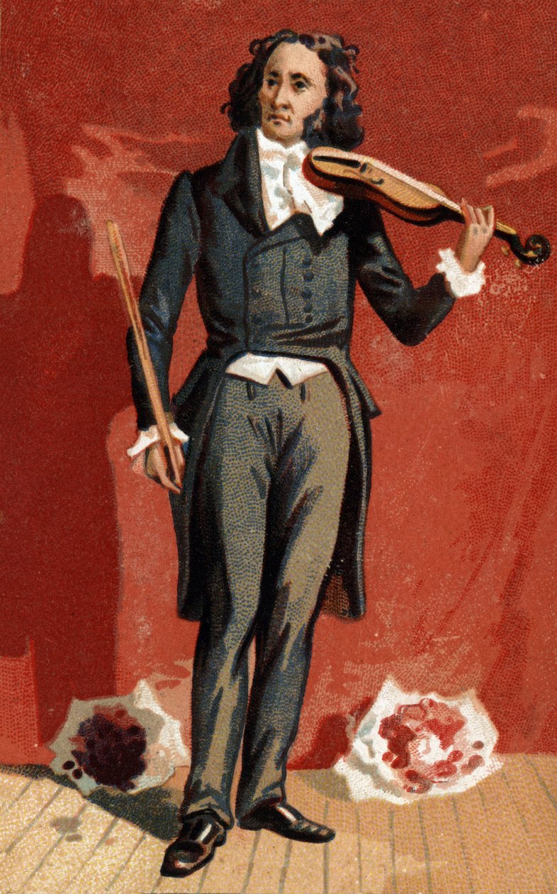 Porträtt av Nicolo Paganini (1782 - 1840), italiensk violinist. av Unknown artist