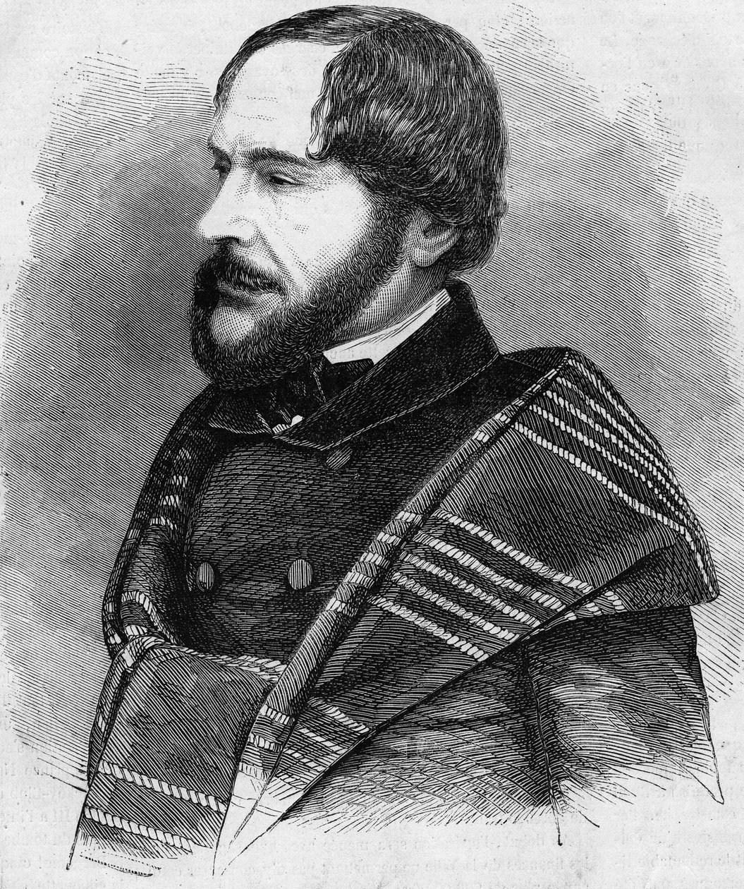 Porträtt av PHILARETE CHASLE (1798-1873) kritiker och man med franska bokstäver. Gravyr från 1873 av Unknown artist