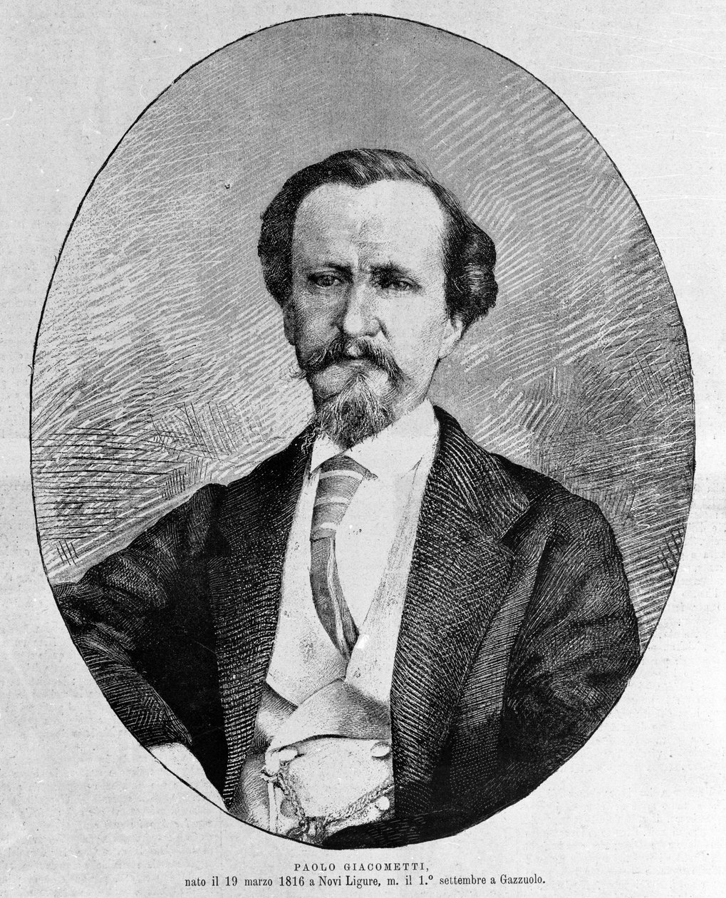 Porträtt av Paolo Giacometti (1816-1882), italiensk författare. av Unknown artist