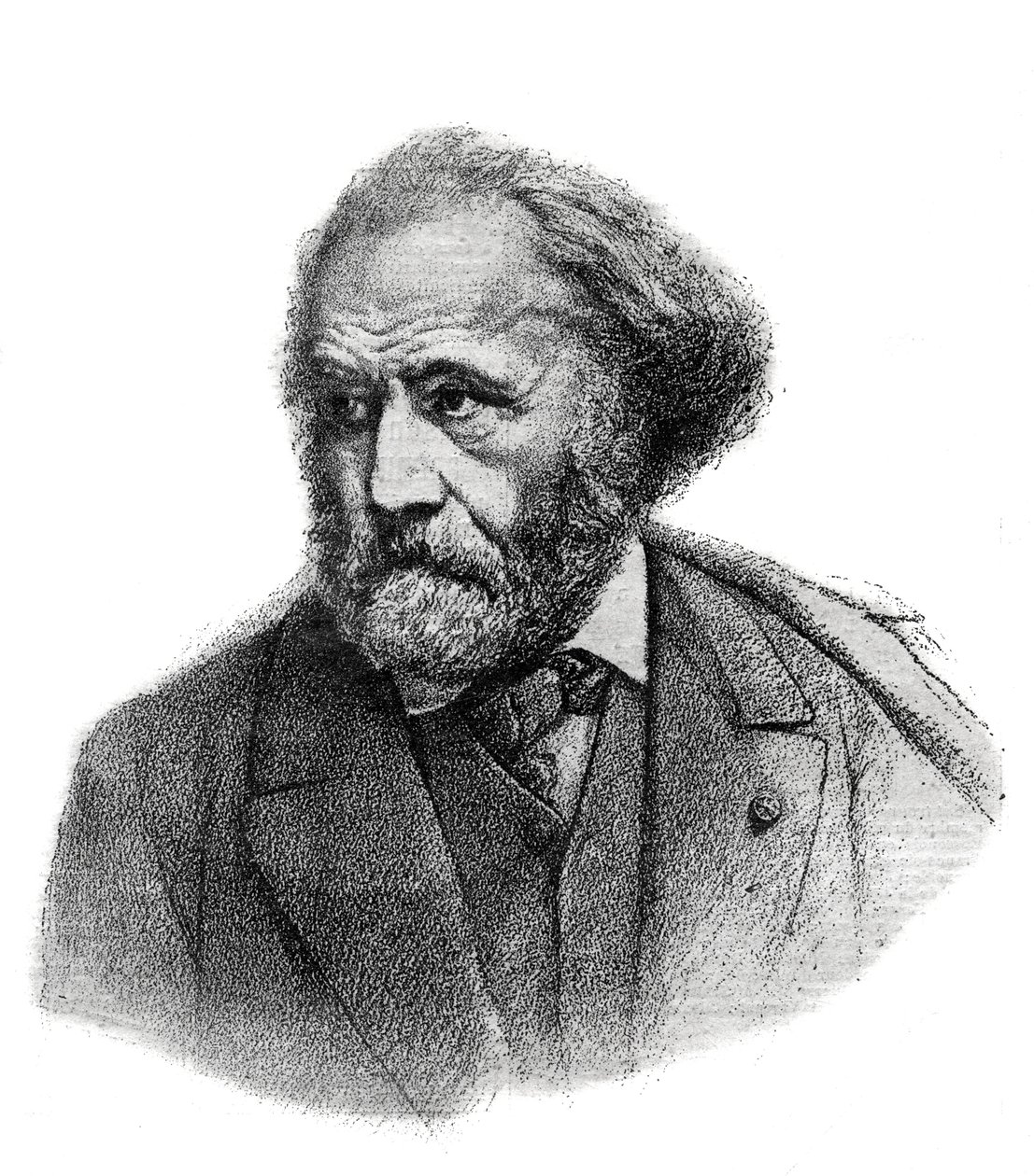 Porträtt av Paul Chenavard (1807-1895), fransk målare - gravyr från 1895 av Unknown artist