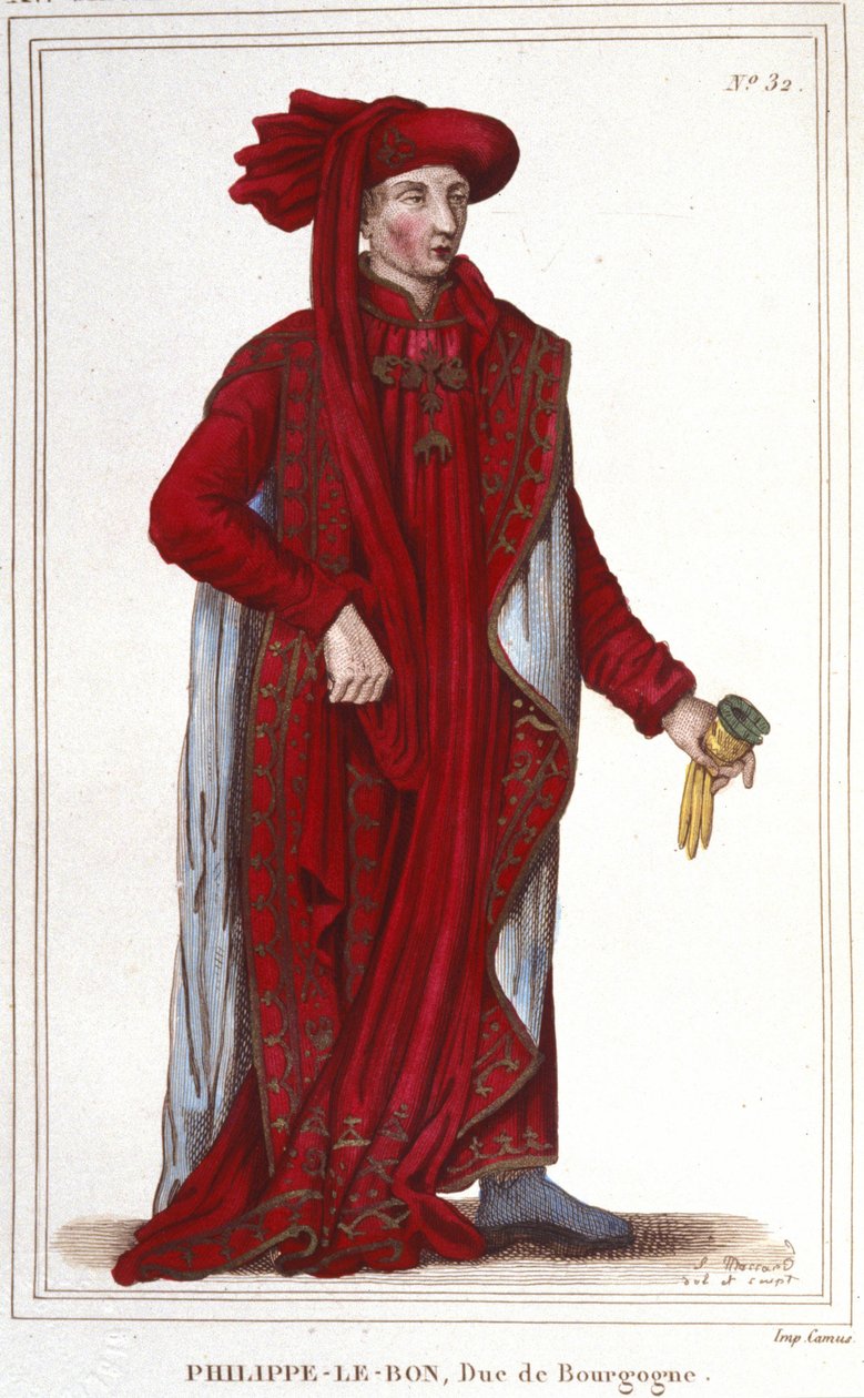 Porträtt av Filip III den gode (1396-1467), gravyr från 1830 av hertigen av Bourgogne av Unknown artist