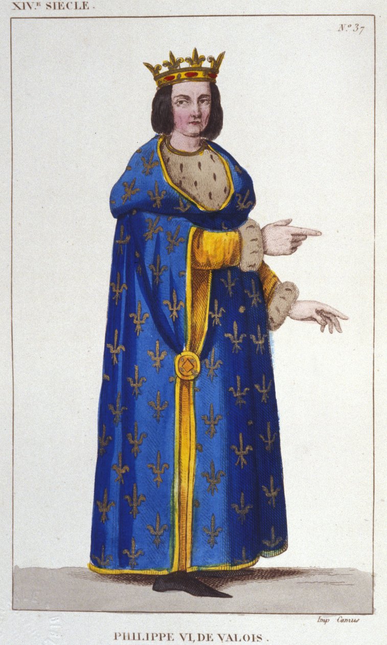 Porträtt av Filip VI av Valois (1293-1350) kung av Frankrike. Gravyr från 1830 av Unknown artist