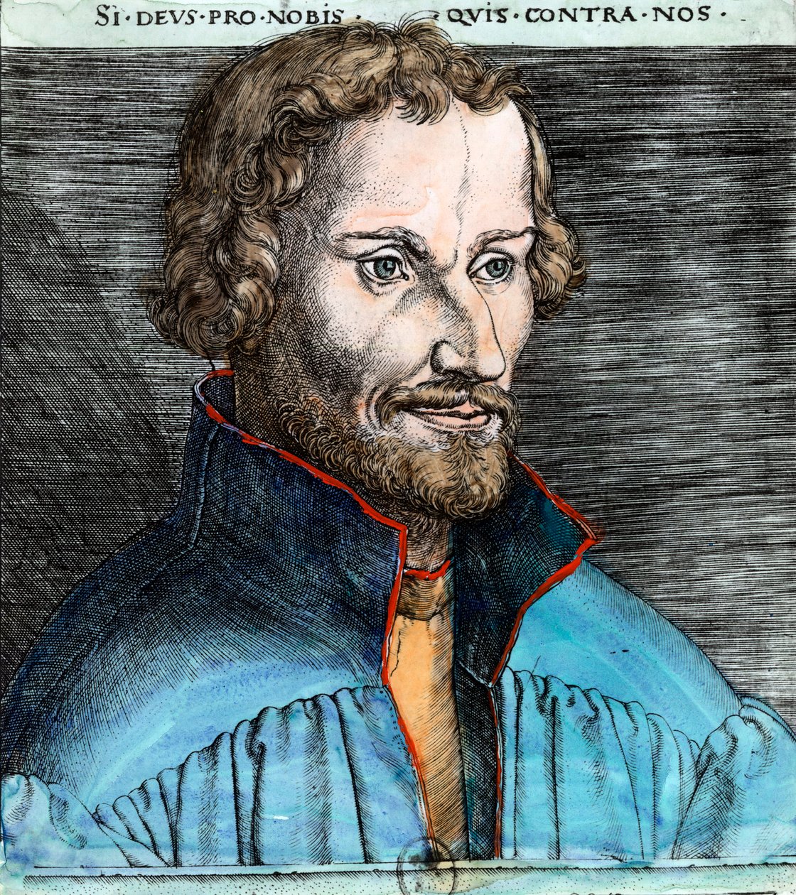 Porträtt av Philippe Schwarzerd dit Melanchton (1497 - 1560), tysk protestantisk reformator (luthersk). Gravyr av 1500-talet. Privat samling. av Unknown artist