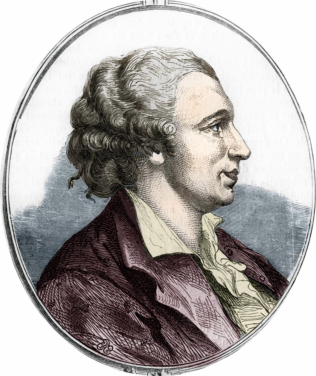Porträtt av Pierre Augustin Caron de Beaumarchais (1732 - 1799), fransk författare och dramatiker. gravyr från 1866. av Unknown artist