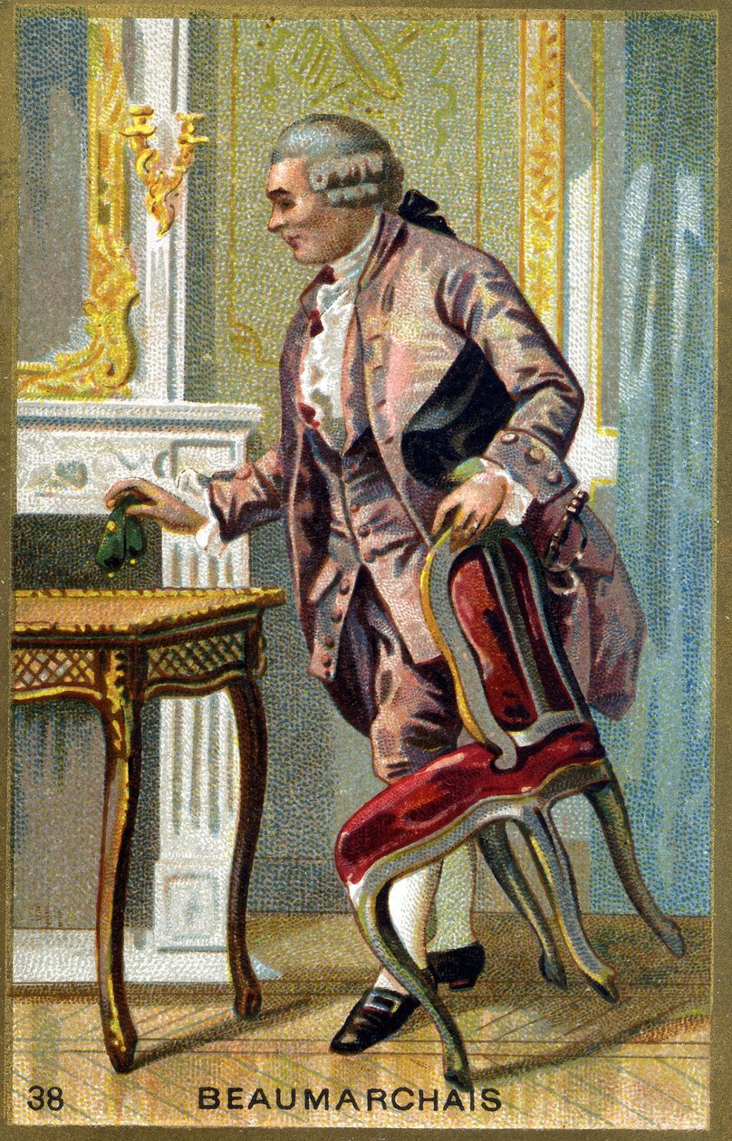 Porträtt av Pierre Augustin Caron de Beaumarchais (1732 - 1799), fransk författare och dramatiker. Kromolitografi av 1800-talet. av Unknown artist