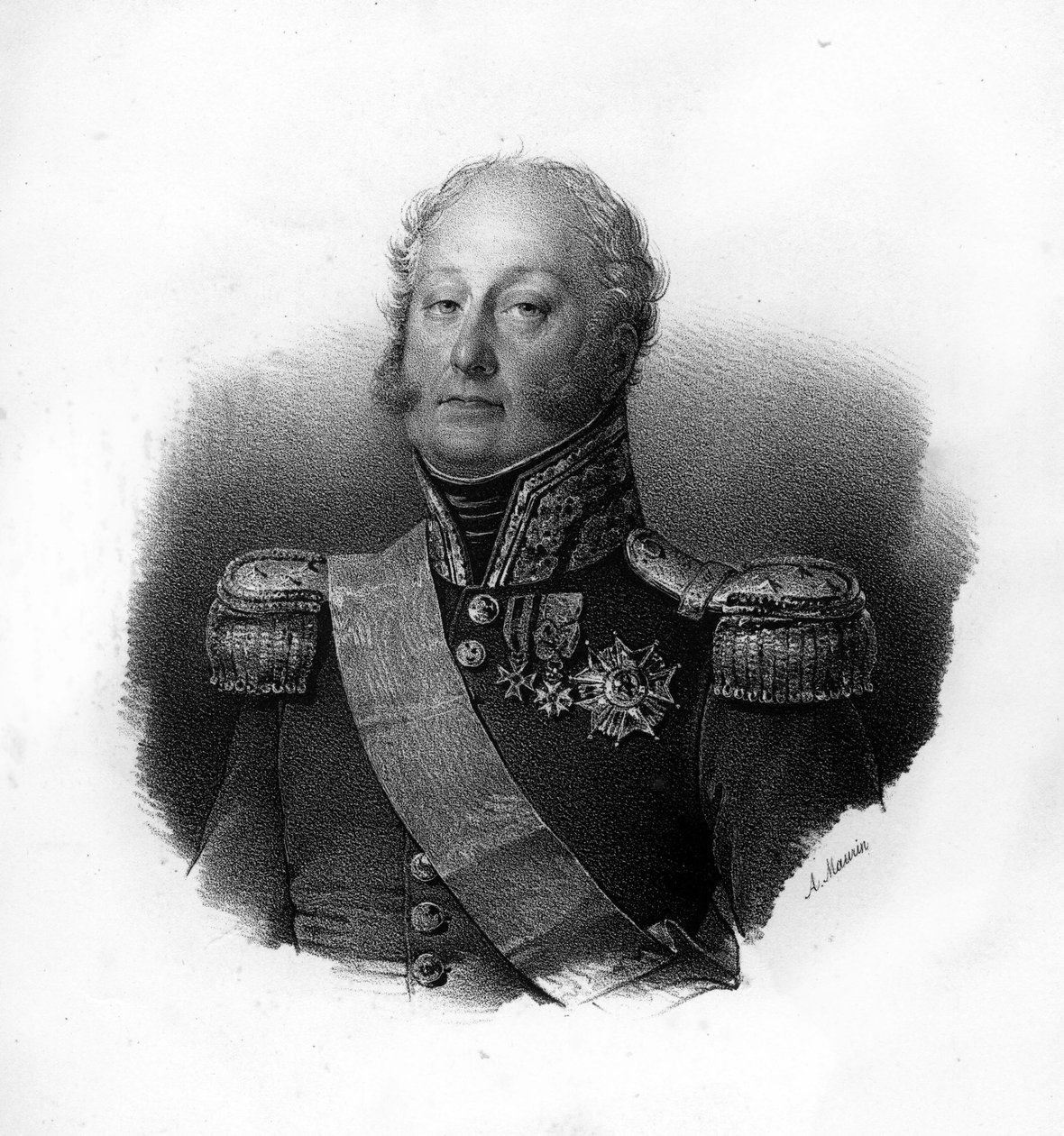 Porträtt av Pierre Claude, greve Pajot, dit Pajol (1772-1844), fransk general, gravyr från 1800-talet av Unknown artist