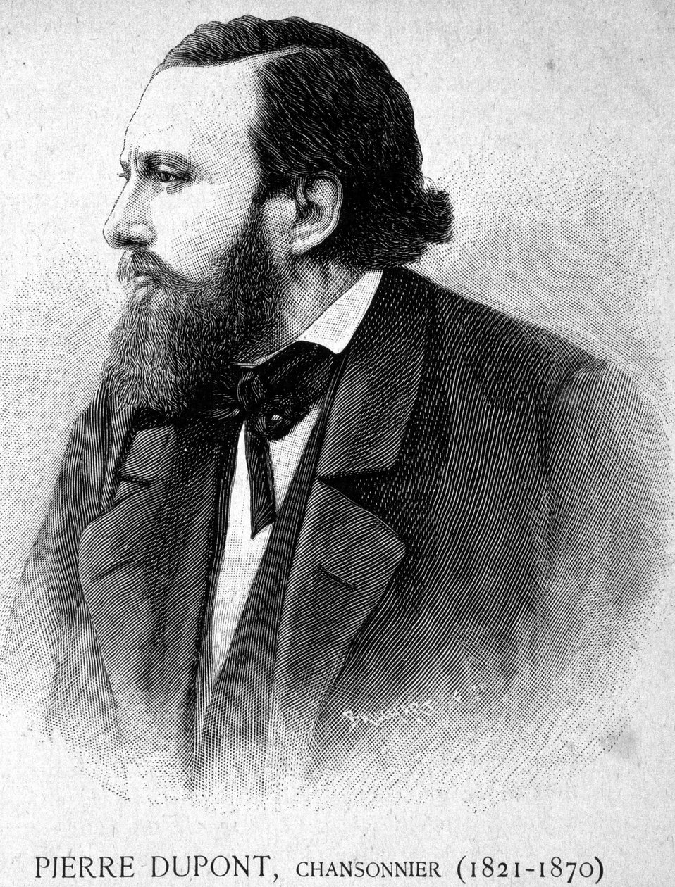 Porträtt av Pierre Dupont, Chansonnier (1821 -1870) - i "" Les Contemporains", n.d. sent 1800-tal. av Unknown artist