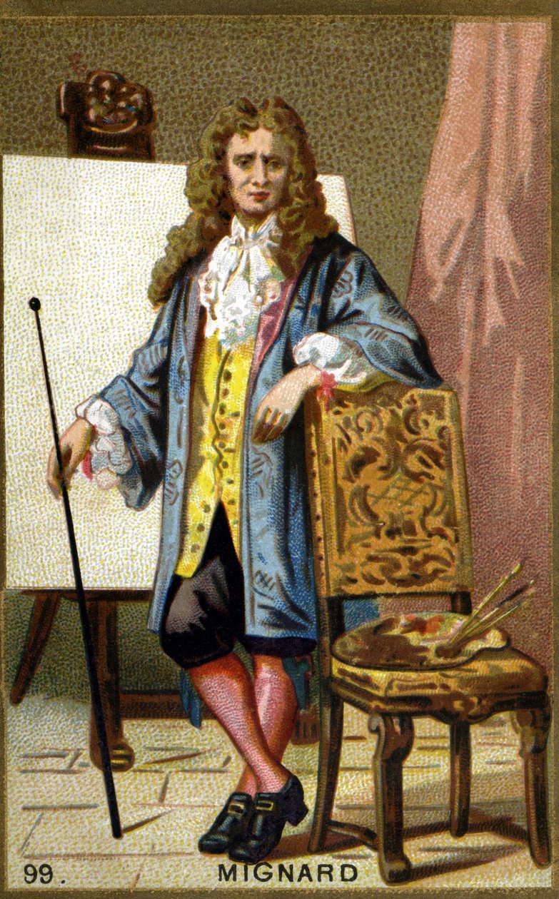 Porträtt av Pierre Mignard (1612 - 1695), fransk målare, dekoratör och serietecknare. Kromolitografi av 1800-talet. av Unknown artist