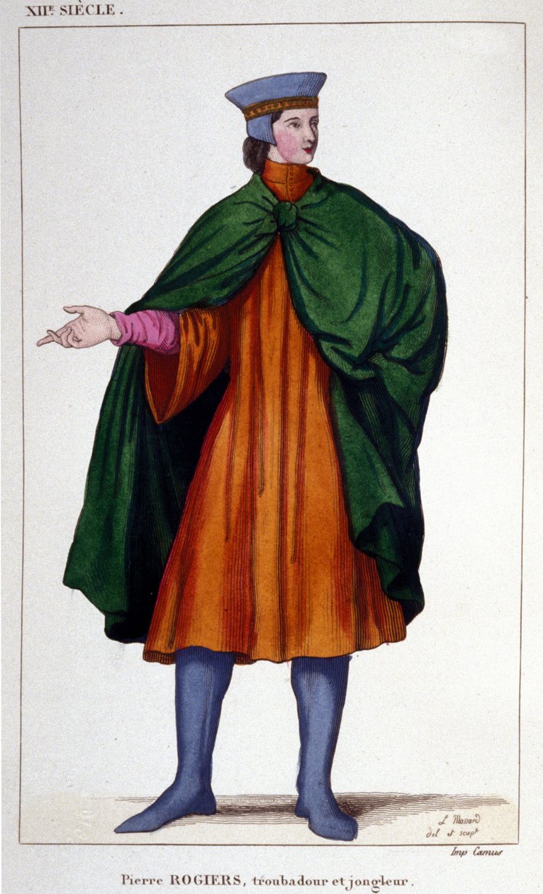 Porträtt av Pierre Rogiers, jonglör och trubadur från 1100-talet. av Unknown artist