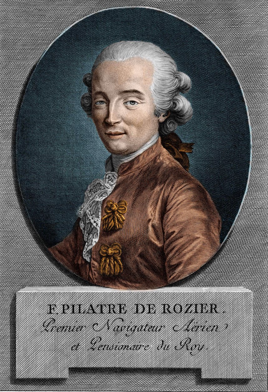 Porträtt av Pilâtre de Rozier (1756 - 1785), fransk fysiker och flygtekniker (första resan i luftballong) av Unknown artist