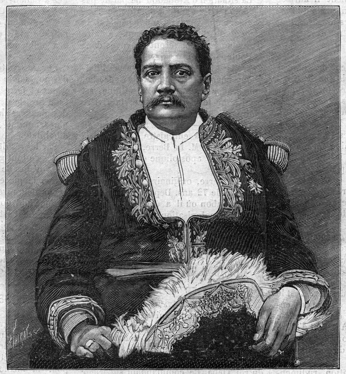Porträtt av Pomare V (1839 - 1891) den siste monarken av Tahiti - gravyr av Unknown artist