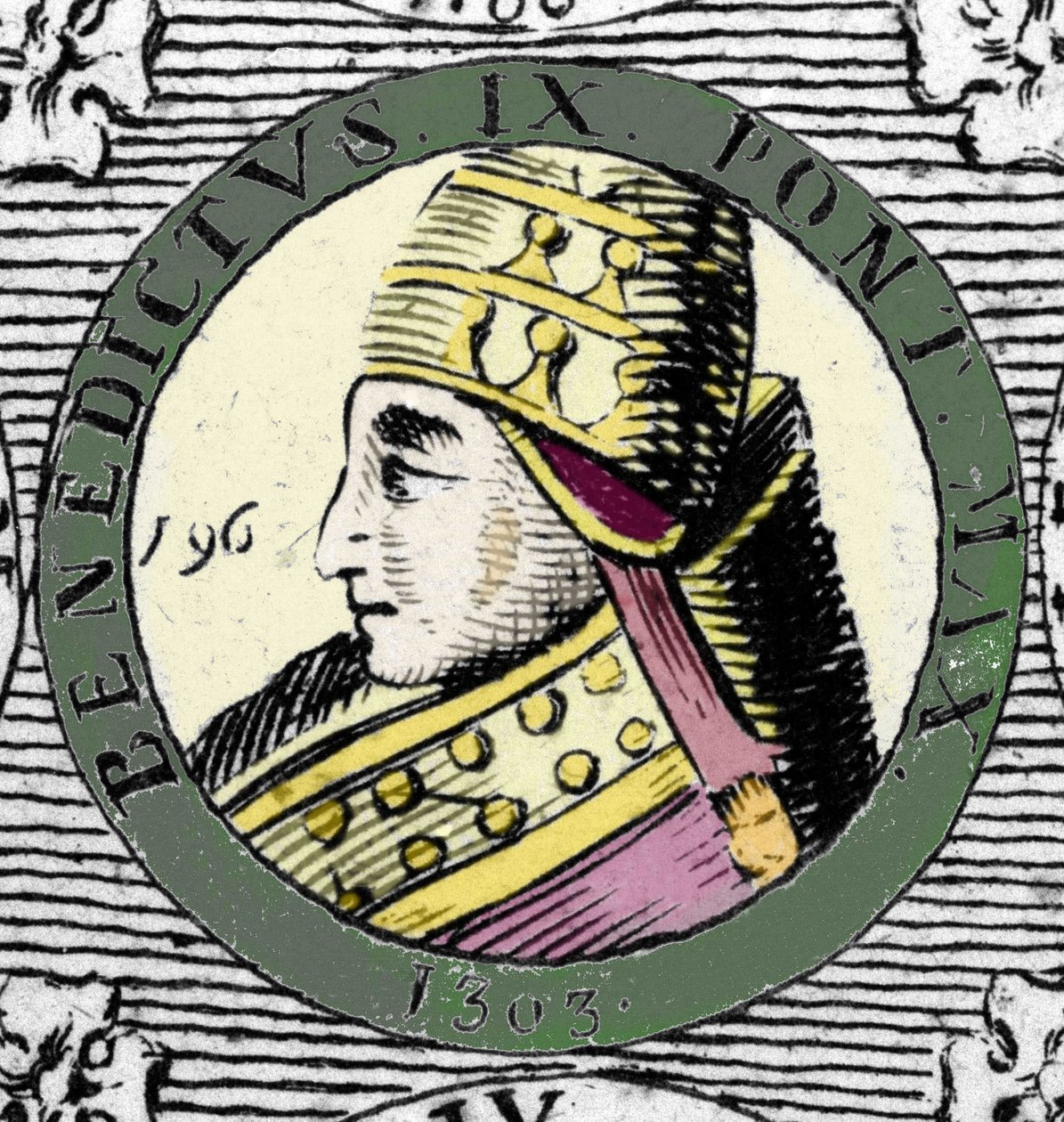 Porträtt av påven Benedikt IX. Gravyr av 1800-talet. av Unknown artist