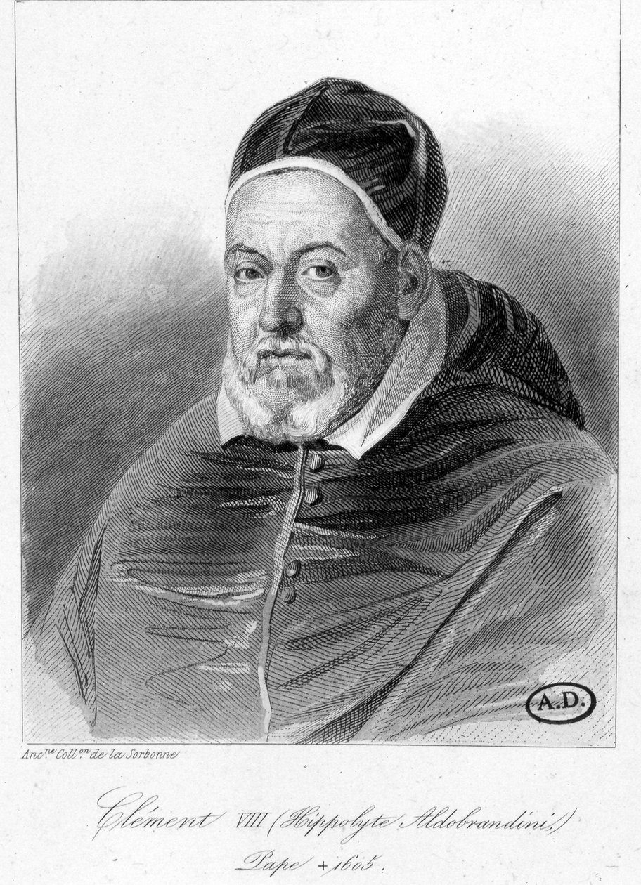 Porträtt av påven Clemens VIII - gravyr av Unknown artist