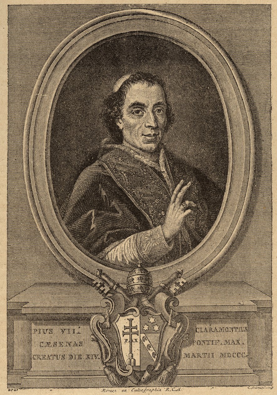 Porträtt av påven Pius VII (1742-1823) (Porträtt av påven Pius VII). av Unknown artist