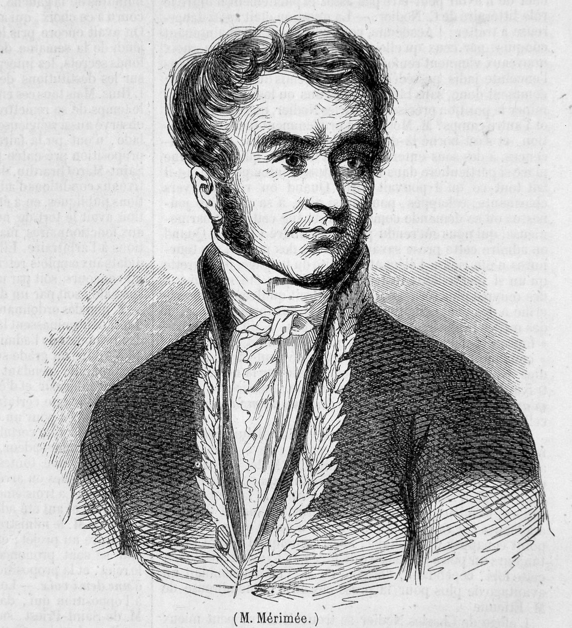 Porträtt av Prosper Merimee. 1800-talsgravyr. av Unknown artist