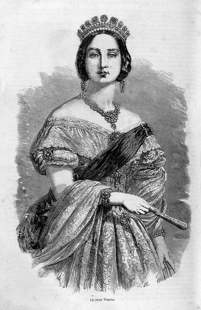 Porträtt av drottning Victoria young - gravyr, mitten av 1800-talet av Unknown artist
