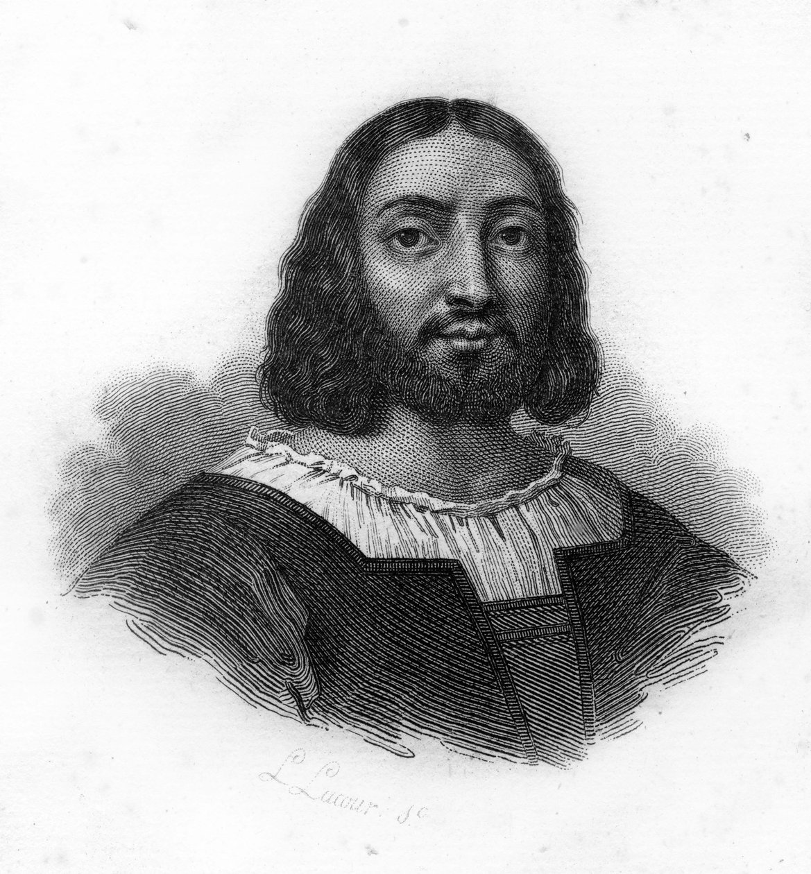 Porträtt av Raphael (Raffaello Sanzio) (1483 - 1520), gravyr från 1800-talet av Unknown artist