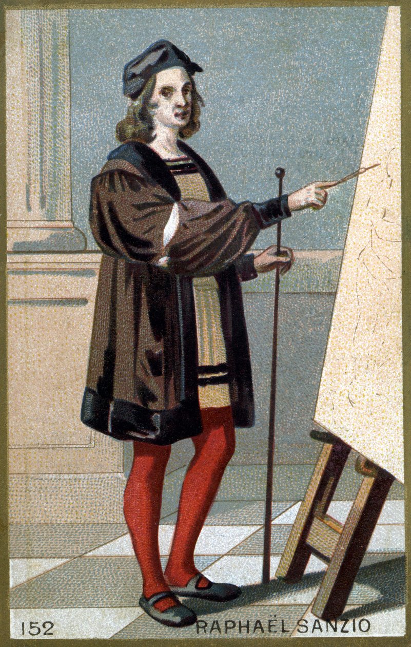 Porträtt av Rafael (Raffaello Sanzio 1483 - 1520). Kromolitografi från slutet av 1800-talet. av Unknown artist