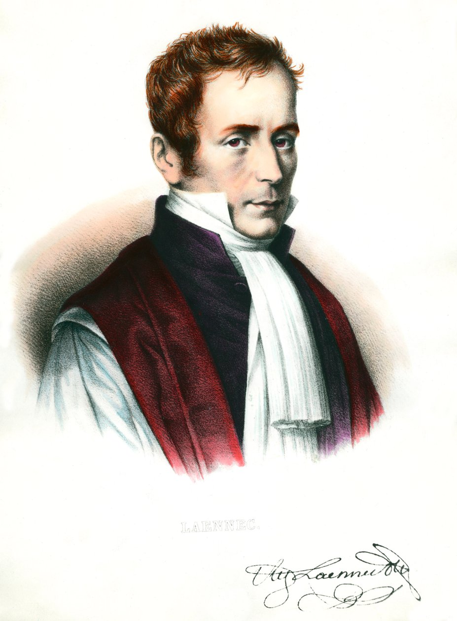 Porträtt av Rene Laennec (1781-1826) Fransk läkare Gravyr från 1800-talet Privat samling av Unknown artist