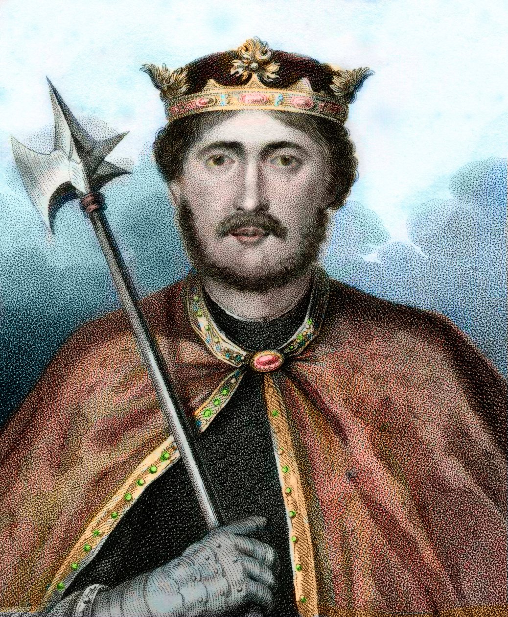 Porträtt av Richard I (1157-1199), kung av England, även kallad Richard Lejonhjärta - Porträtt av Rikard Lejonhjärta - Gravyr 1800-talet av Unknown artist