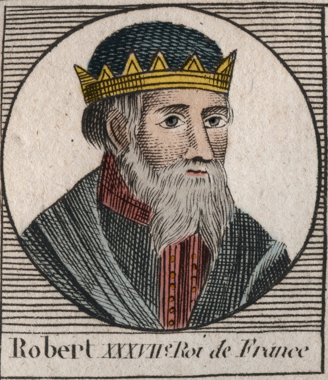 Porträtt av Robert I (ca 860-923), kung av Västfrankien från 922 till 923 - Robert I, kung av Västfrankrike från 922 till 923 - gravyr från "Instruction sur l