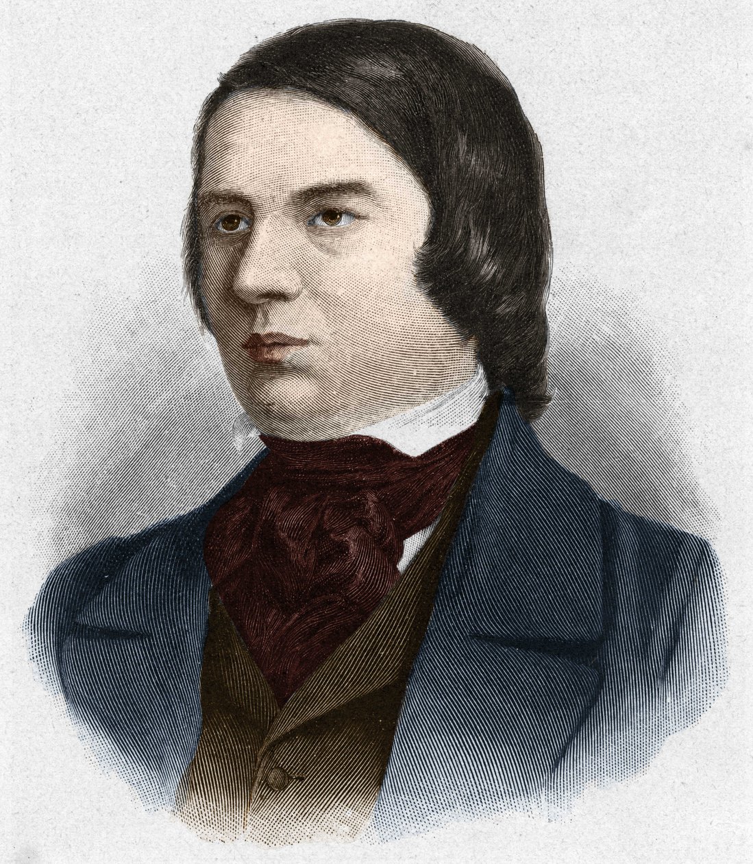 Porträtt av Robert Schumann (1810-1856), tysk kompositör. baserad på en teckning av Mengel. av Unknown artist