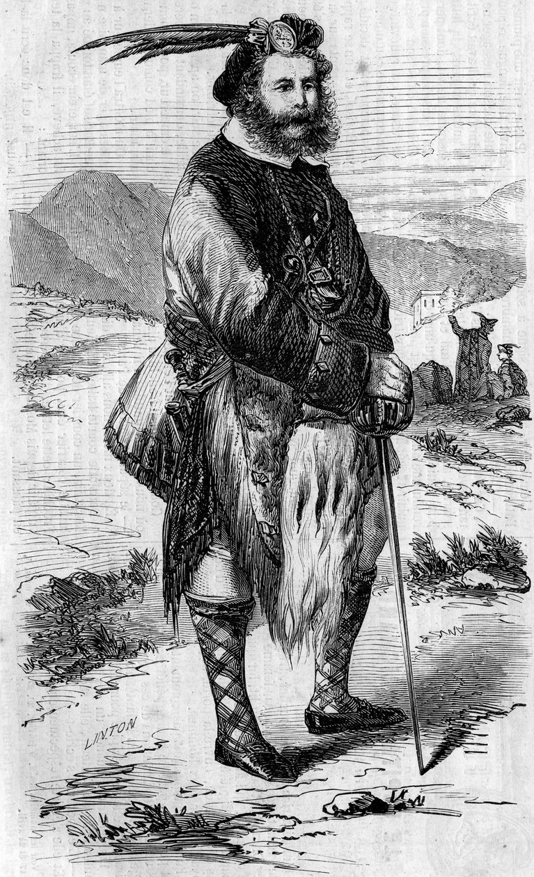 Porträtt av Roualeyn George Gordon Cumming (1820-1866), skotsk resenär och lejonjägare. Gravyr av Linton i ""The Illustrous World"" nr 56 av 8 maj 1858. av Unknown artist