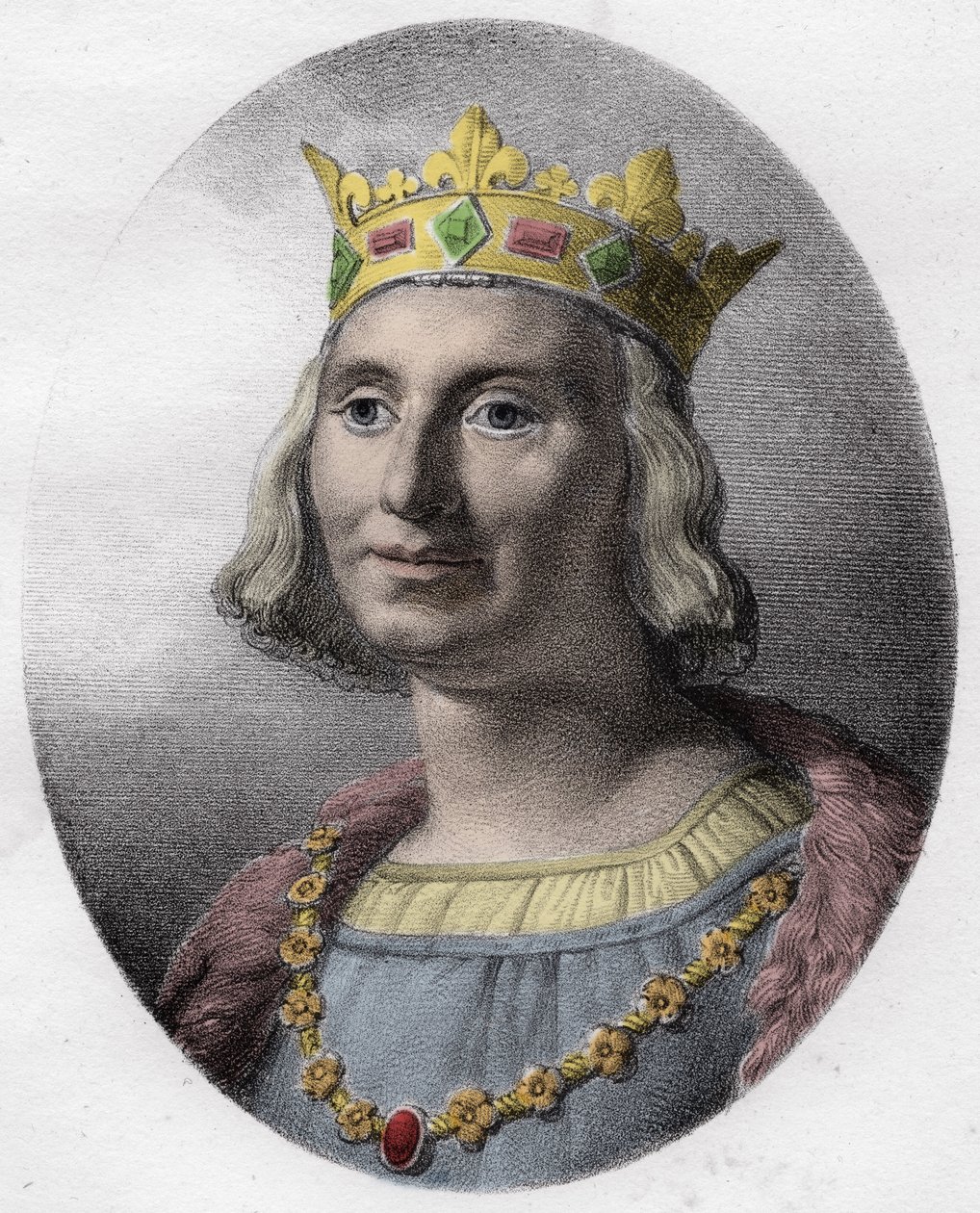 Porträtt av Saint Louis (Saint-Louis, Louis IX (1214-1270) - Saint Louis IX (1214-70) kung av Frankrike - av Unknown artist