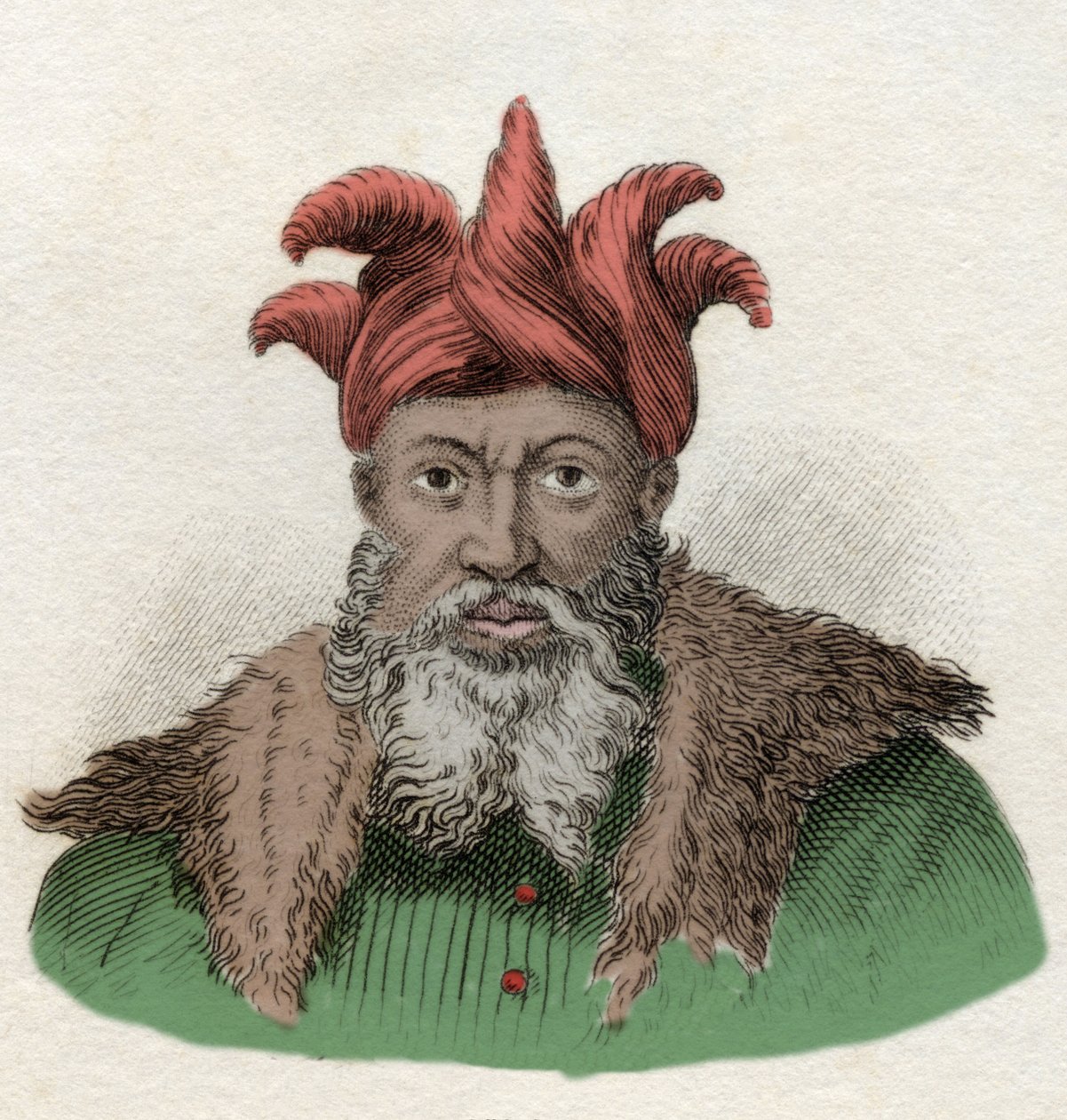 Porträtt av Saladin (1138-1193) (Salah al Din Yusuf al-Ayyubi (al Ayyubi) militär befälhavare mot Crusses i Egypten Gravyr av 1800-talet. av Unknown artist