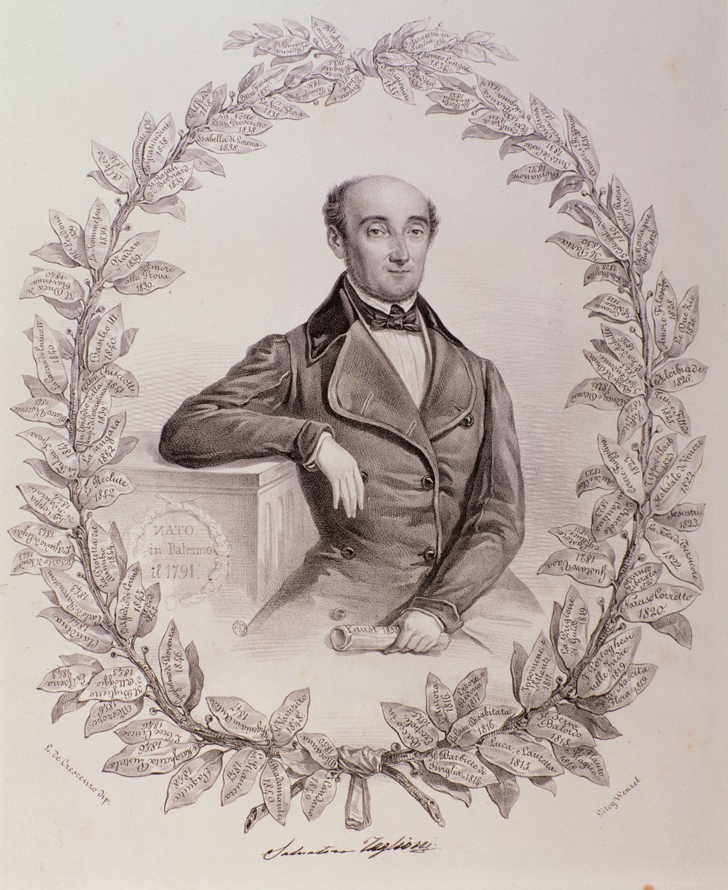 Porträtt av Salvatore Taglioni (gravyr av Unknown artist