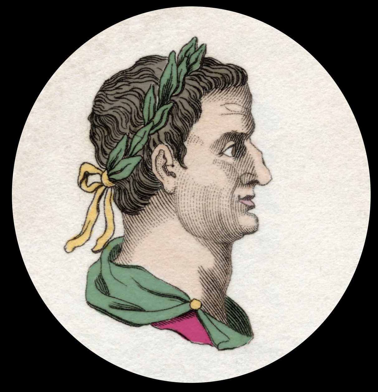 Porträtt av Servius Sulpicius Galba (3 BC-69 AD), romersk kejsare. 1800-talsgravyr av Unknown artist