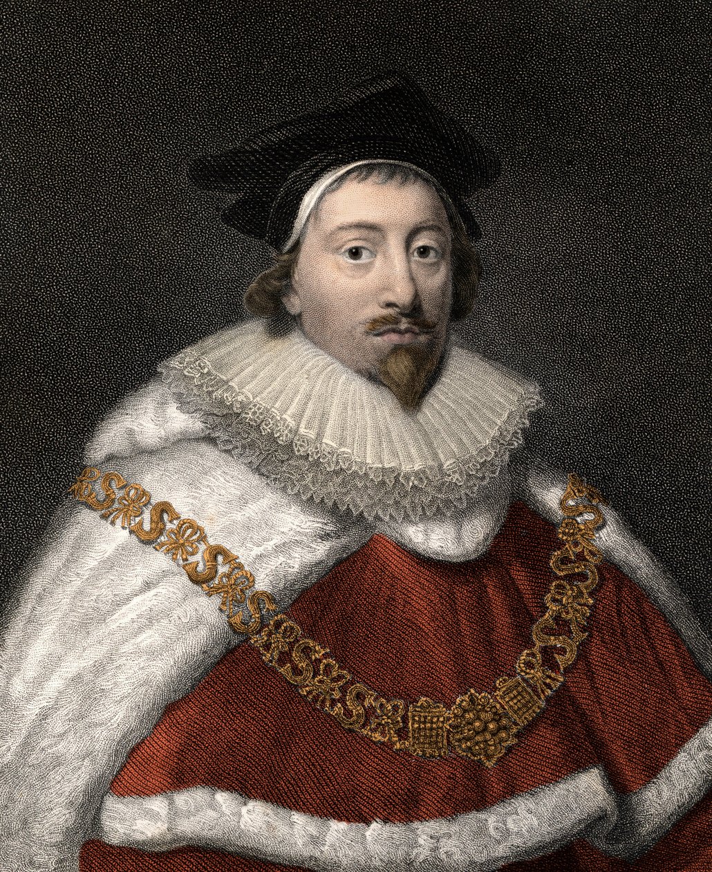 Porträtt av Sir Edward Coke (1552-1634), engelsk juriskonsult - Färgstick av 1800-talet av Unknown artist