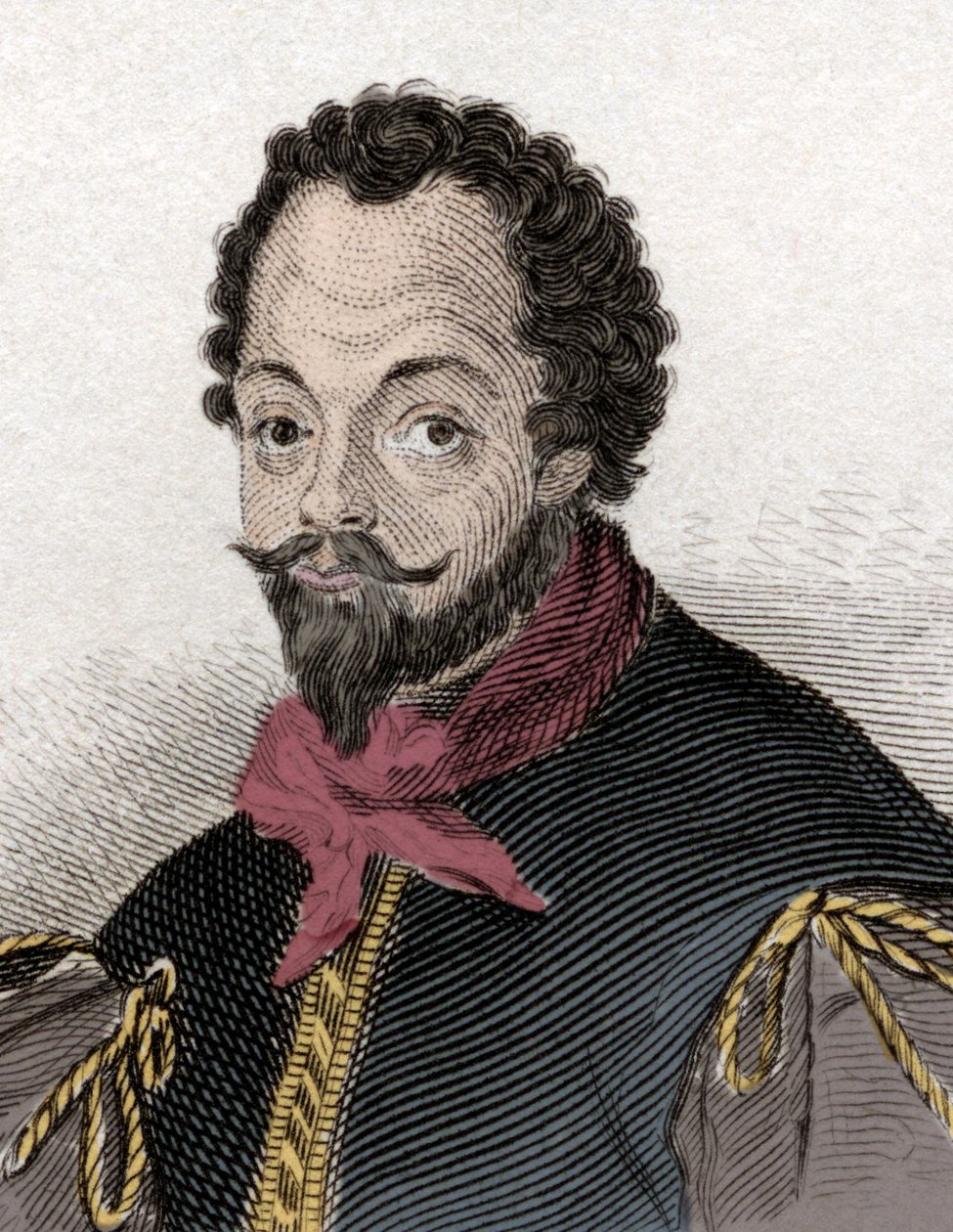 Porträtt av Sir Francis Drake (1540-1596), engelsk kapare och navigatör. Gravyr av 1800-talet. av Unknown artist
