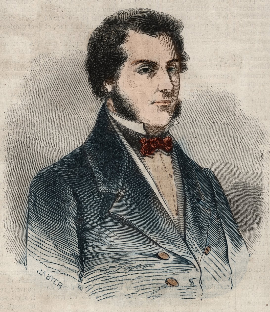 Porträtt av Sir James Brooke, känd som Rajah of Sarawak (1803-1868) Brittisk äventyrare första vita rajah av Sarawak. Gravyr i ”Le Monde illustrious”” från 1857. Privat samling. av Unknown artist