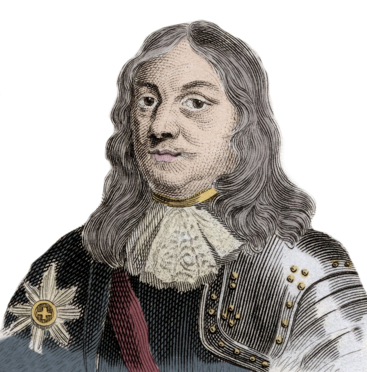 Porträtt av Sir Martinus Cornelis van Tromp (1629-1691), holländsk sjöofficer och överbefälhavare för den kungliga holländska och danska flottan. Gravyr av 1800-talet. av Unknown artist