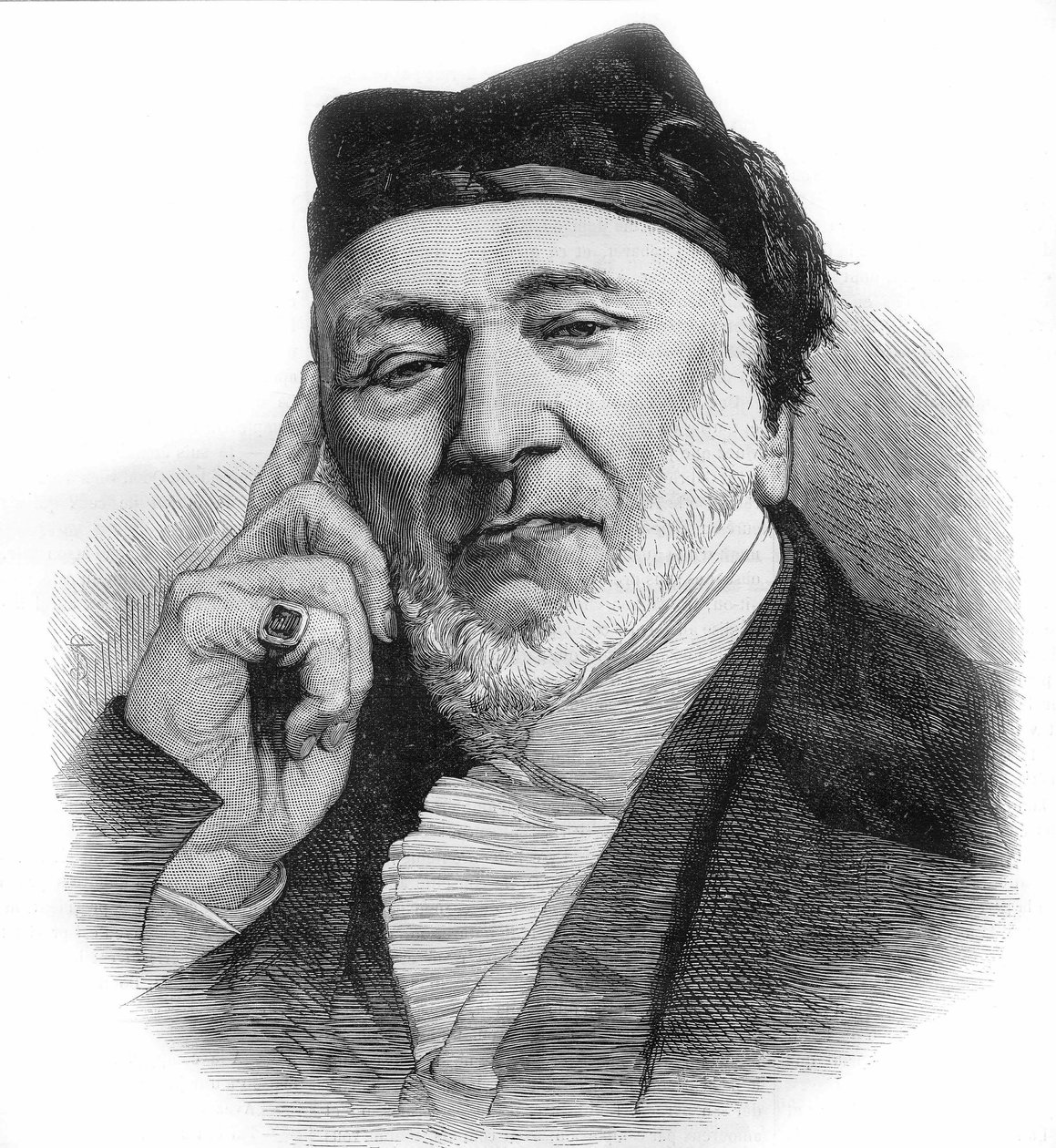 Porträtt av Sir Moses Montefiore (1784-1885) engelsk bankir och filantrop, av italienskt ursprung. gravyr från 1885. av Unknown artist