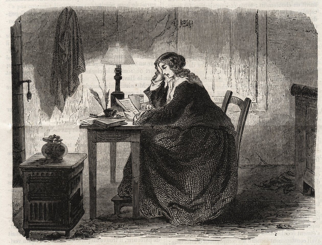 Porträtt av Sophie Germain (1776-1831) Fransk matematiker (Porträtt av Marie-Sophie Germain fransk matematiker, fysiker och filosof) - gravyr 1860 - av Unknown artist