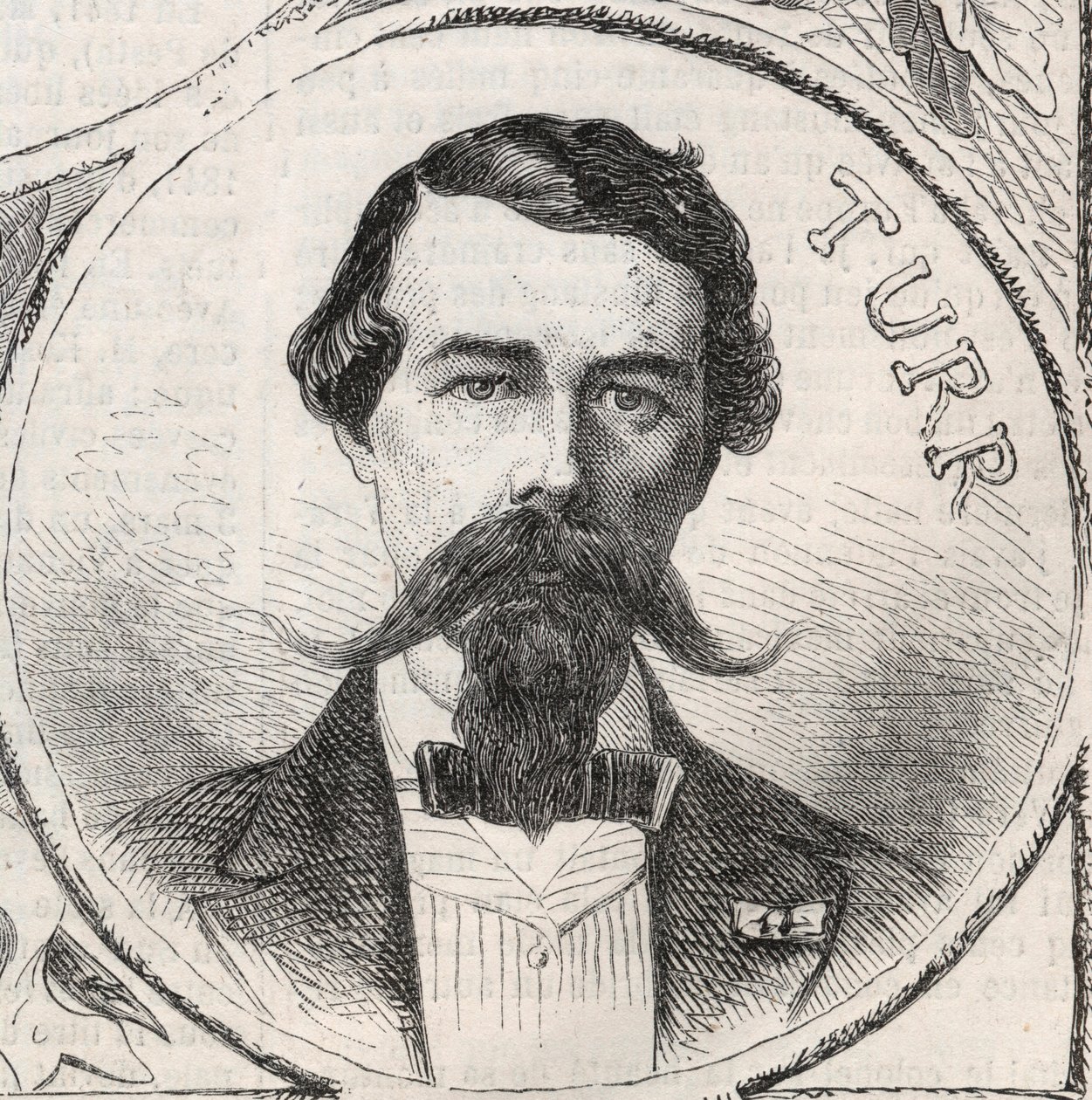 Porträtt av Stefan Istvan Turr (1824-1908), ungersk general - gravyr i "" The Illustrous World"" av Unknown artist