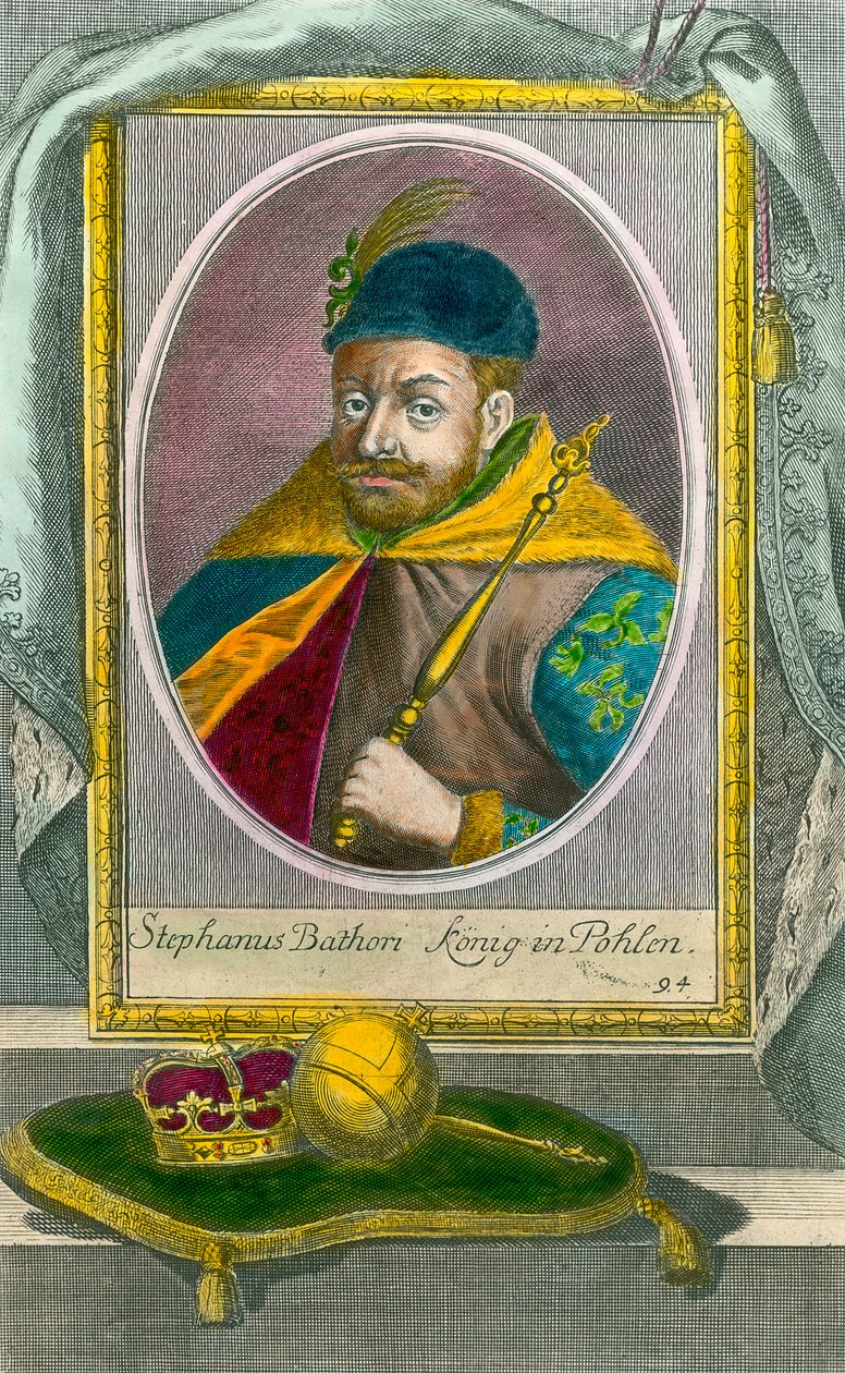 Porträtt av Stephen Bathory, kung av Polen (1533-1586). Gravyr av 1500-talet. Privat samling. av Unknown artist