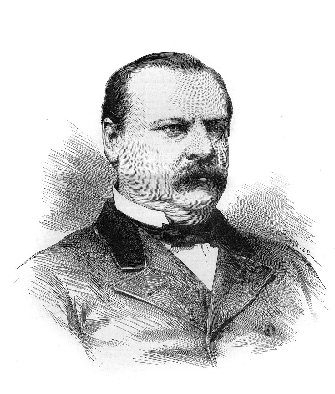 Porträtt av Stephen Grover Cleveland (1837-1908) designat för presidentskapet i den amerikanska republiken av delegaterna från staterna. Gravyr i "" Le Monde Illustré"" av Unknown artist