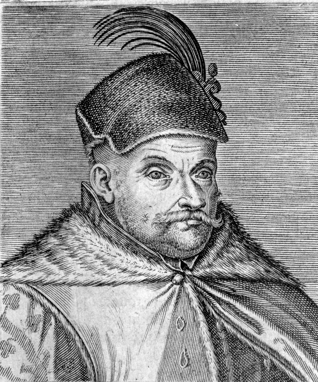 Porträtt av Stephen I Bathory (1533-1586), prins av Transsylvanien och kung av Polen. Gravyr av 1500-talet av Unknown artist