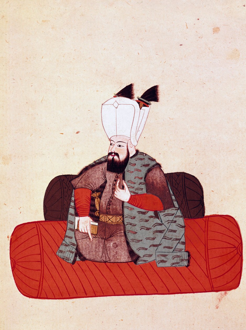 Porträtt av Sultan Amurat III (eller Mourad III) (1574-1595) Miniatyr från ett manuskript Cicogna från 1800-talet (1828) efter ett original från 1600-talet (1671). Venedig, Martian Library av Unknown artist